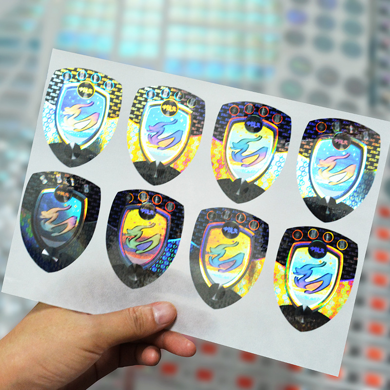 

Custom Irregular Die-cutting Anti-fake Hologram Sticker Labels Colorful Rainbow Anti-counterfeit Stickers Security Adhesive Label