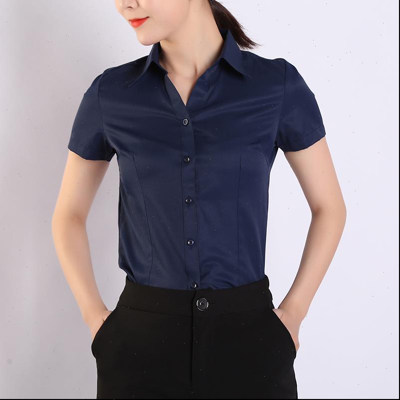 

office women shirt lady blouses cotton shirts solid short sleeve white plus size xxxl 4xl blusas femininas elegante