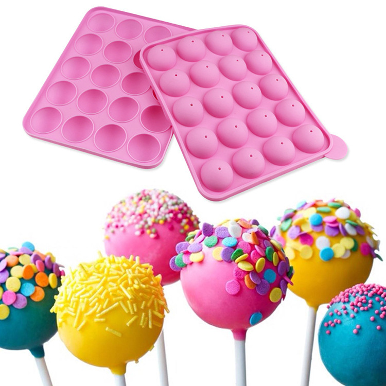 

20 Sets of Silicone Lollipop Molds Baking Moulds Hard Candy Cake Mold Baking Kitchen Utensils Free 20 Paper Sticks TX0028
