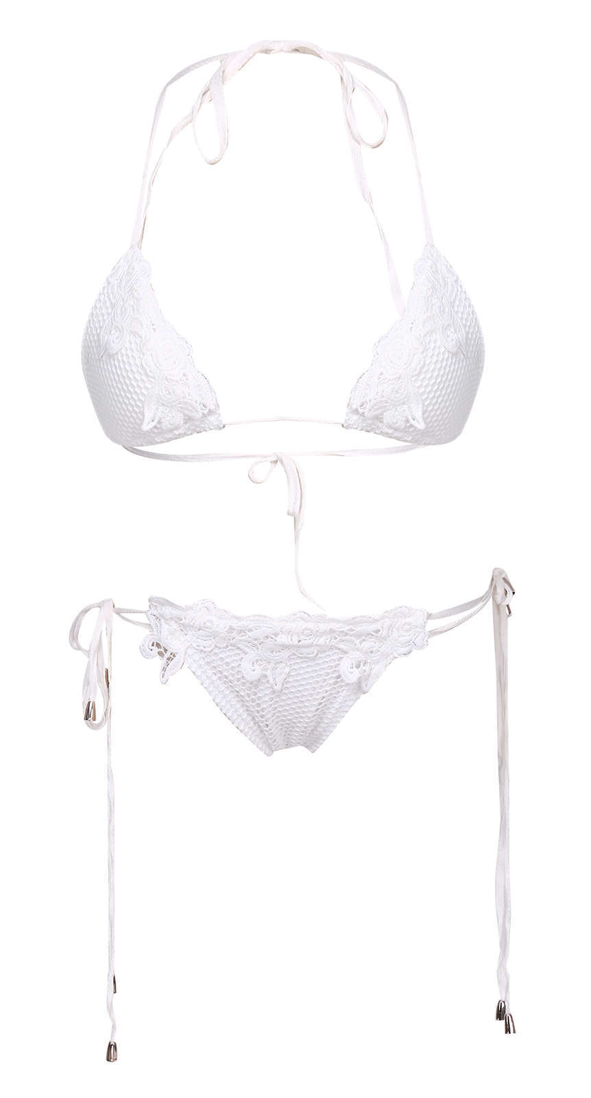 

00 Sexy Women Lace Bandage Swimsuit Cover Up set Halter Swimwear Suit Swimming Bathing Beach Bikini, White;black