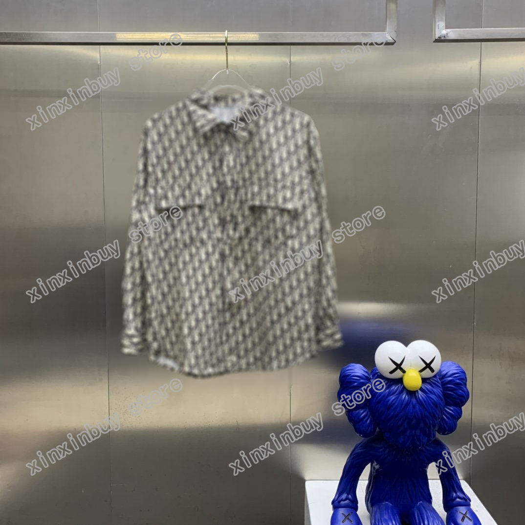 

21SS European French spring and autumn men's highest quality fashion full-body letter printed shirt loose men's designer luxury ge, White;black