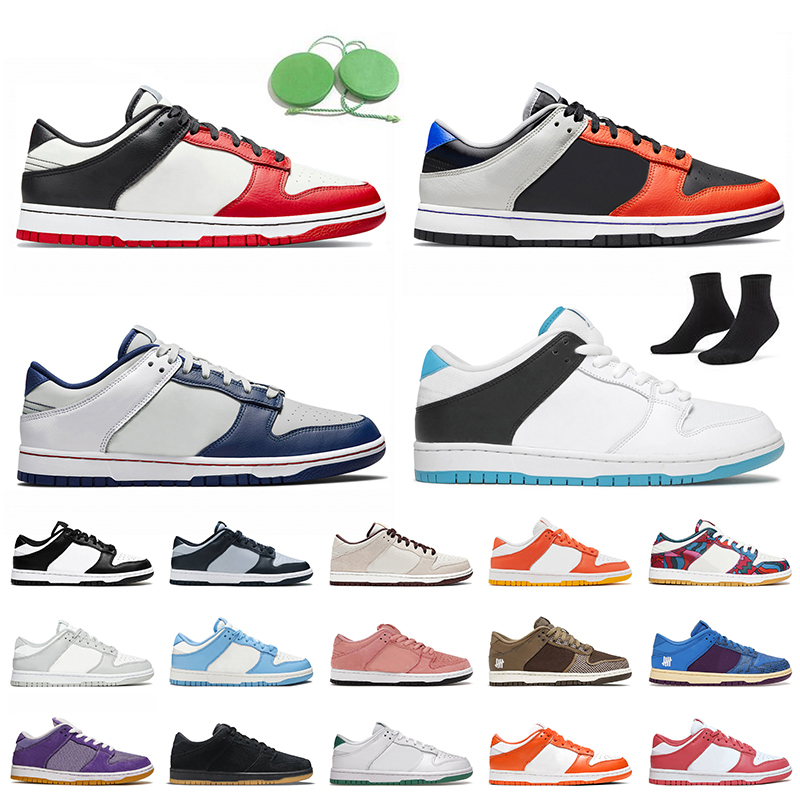 

75th Anniversary Fashion SB Dunks Low Running Shoes Women Mens Trainers Skateboard OG Sneakers Sail Light Bone Black White Coast UNC Grey Fog Mummy Parra Abstract Art, #10 black white 36-46