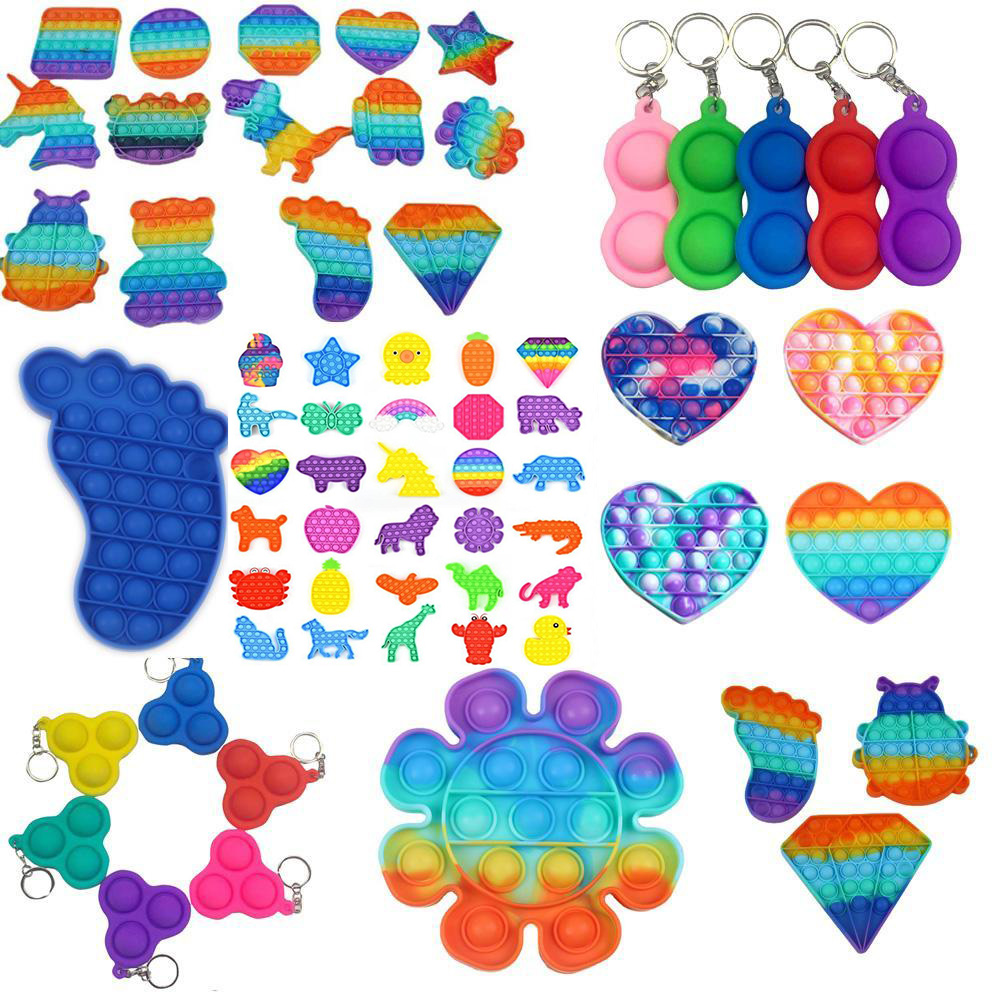 

Rainbow Push Party favor Fidget Toy tie-dye Color Sensory Bubble Autism Special Needs Anxiety Stress Reliever for Office Workers Fluorescen