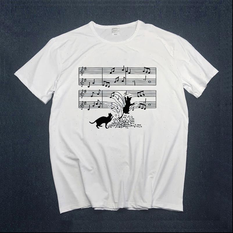 

short sleeve casual white notes women t shirts cat cartoon lovely girls tshirts ladies plus size clothes tee
