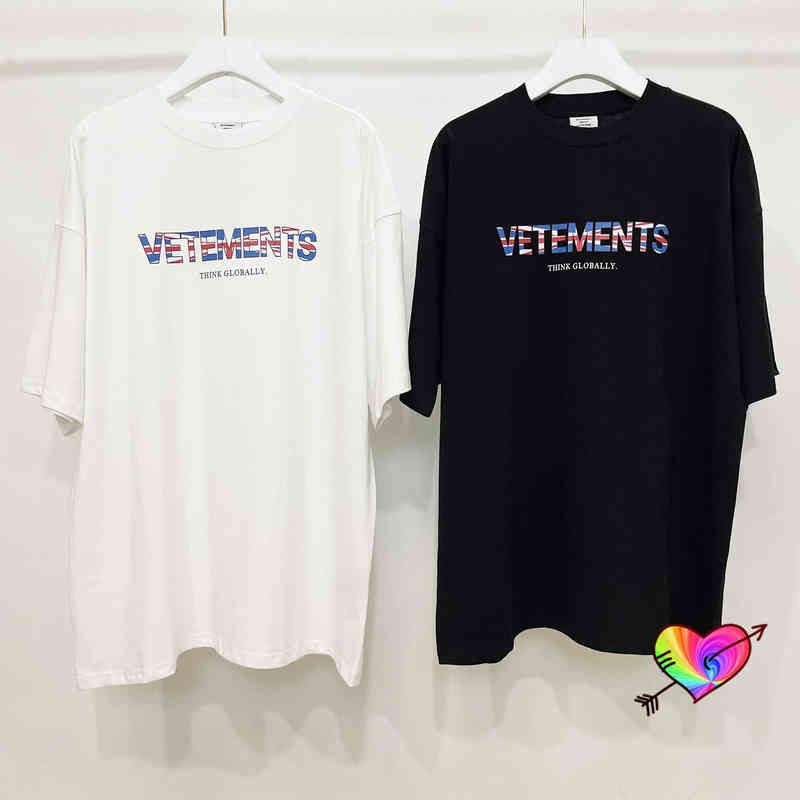 

2021 VETEMENTS UK T-Shirt Men Women 1:1 High Quality Multicolor Text Printed Vetements Tee Slightly Oversize VTM Tops G1229