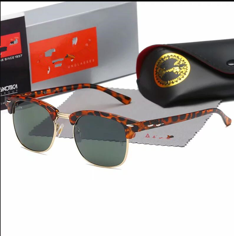 

2021 Designer Ray Man Women Sunglasses Vintage Pilot Brand Band UV400 Protection Bans Ben wayfarer sun glasses with case 3026, White;black