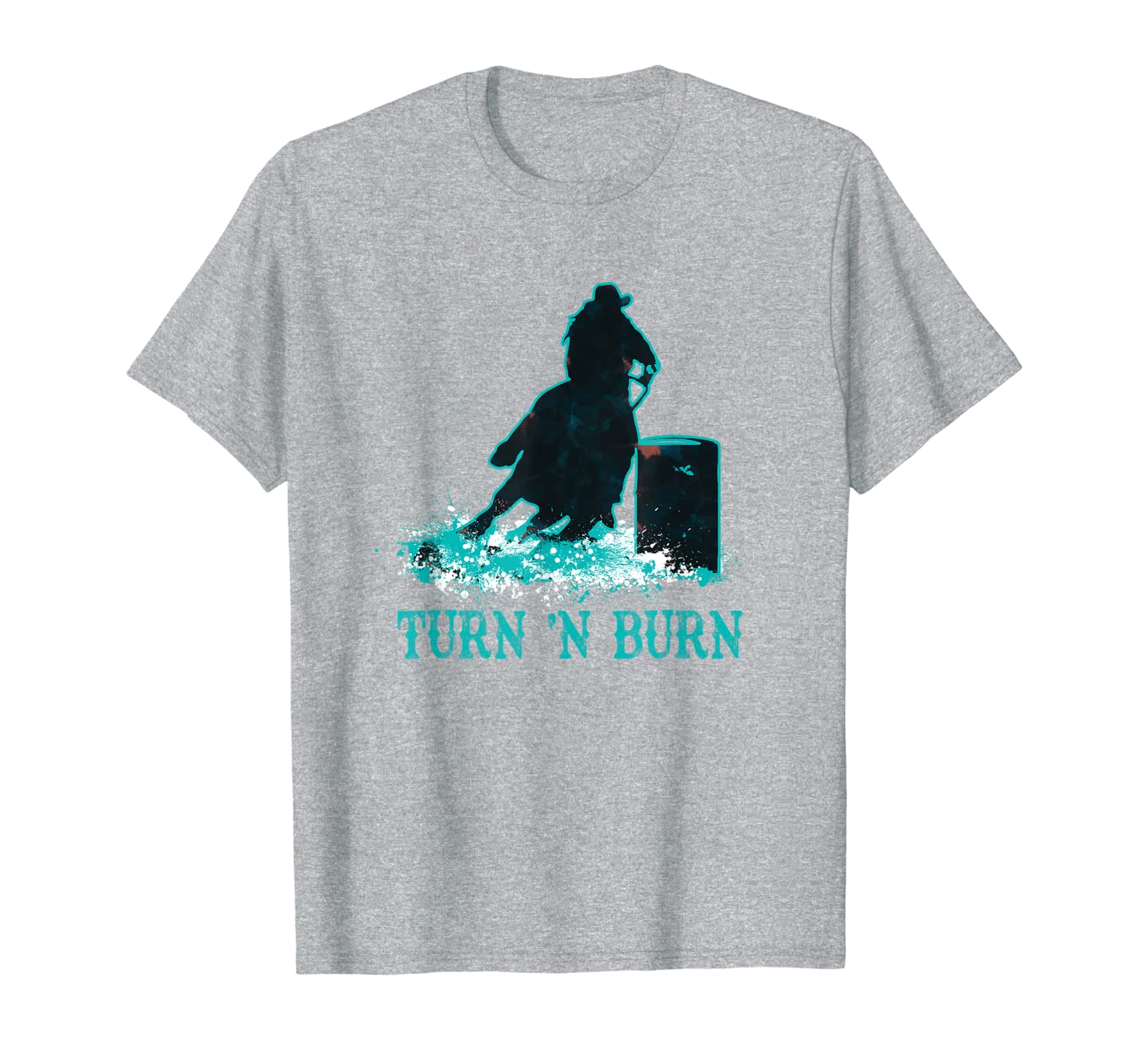 

barrel racer racing turn 'n burn rodeo tin can chaser t-shirt, White;black