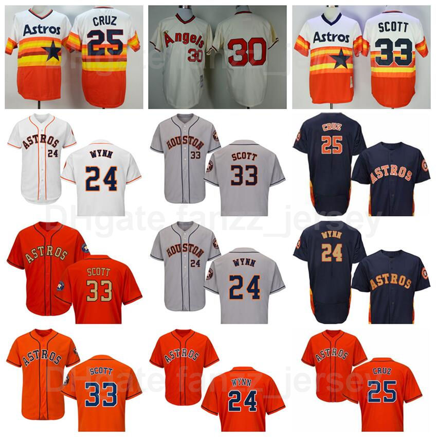 

Men Vintage Baseball Retro 24 Jimmy Wynn Jersey 33 Mike Scott 25 Jose Cruz Flexbase Cool Base Pullover Pinstripe All Stitched Team 1980 2006 Retire Navy Blue White, Orange