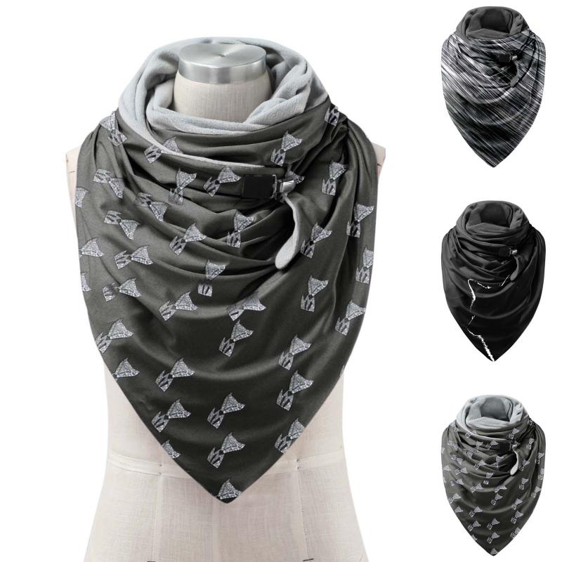 

Scarves Floral Print Scarf Women Retro Multi-purpose Shawl Female Lady Casual Warm Button Femme Wraps Bufandas Invierno Mujer, Blue;gray