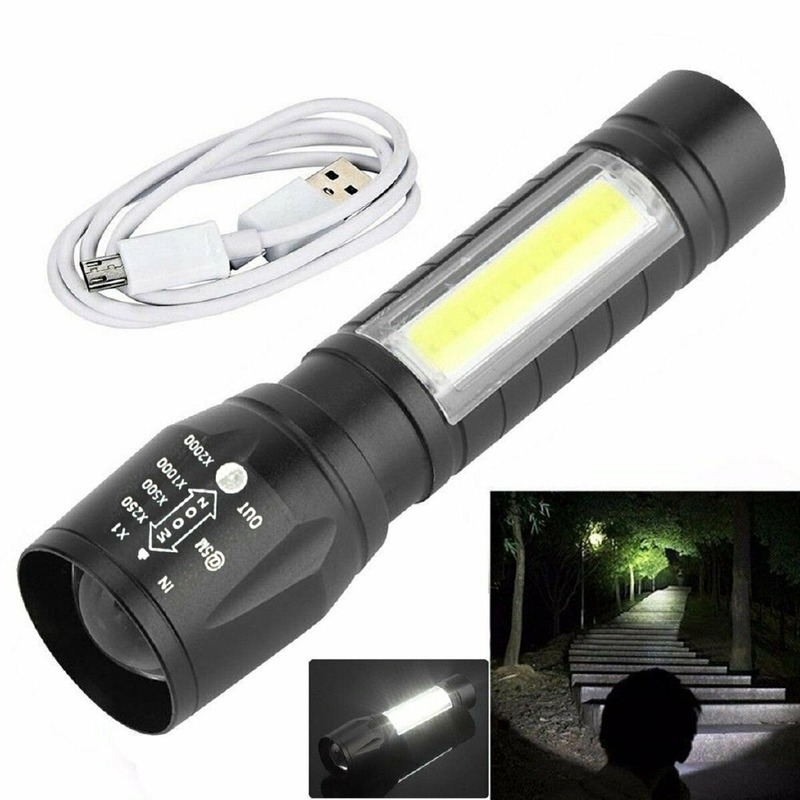 

New Portable T6 COB LED Flashlight Waterproof Tactical USB Rechargeable Camping Lantern Zoomable Focus Torch Light Lamp Night Lights