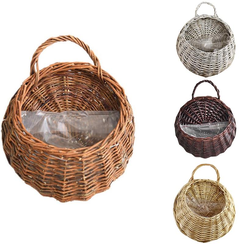

Other Garden Supplies Handmade Rattan Hanging Basket Natural Wicker Storage For Home Wedding Wall Decoration