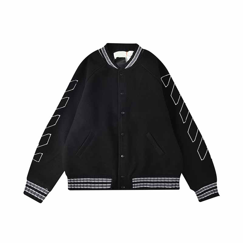 

Street Mens Short Jacket 3D Sketch Line Arrow Metal Buckle Baseball Uniform Womens Terry Plus Velvet Sweater Hip-hop Unisex Stand-up Collar Woolen Jacket Coat, Black