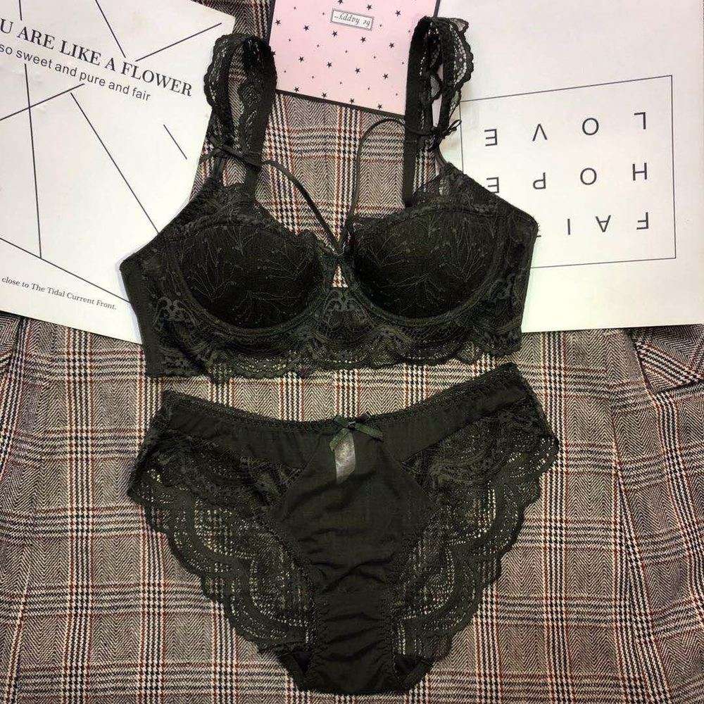 

New sexy thin cotton underwear women's large bra with small lace bra, Black;white