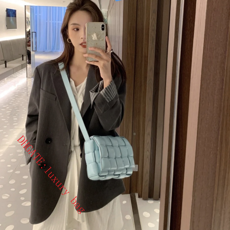 

Knitting style Leather ladies handbag woven Messenger Cross Body bag temperament casual business check Fashion Bags luxury handbags, Make up the difference