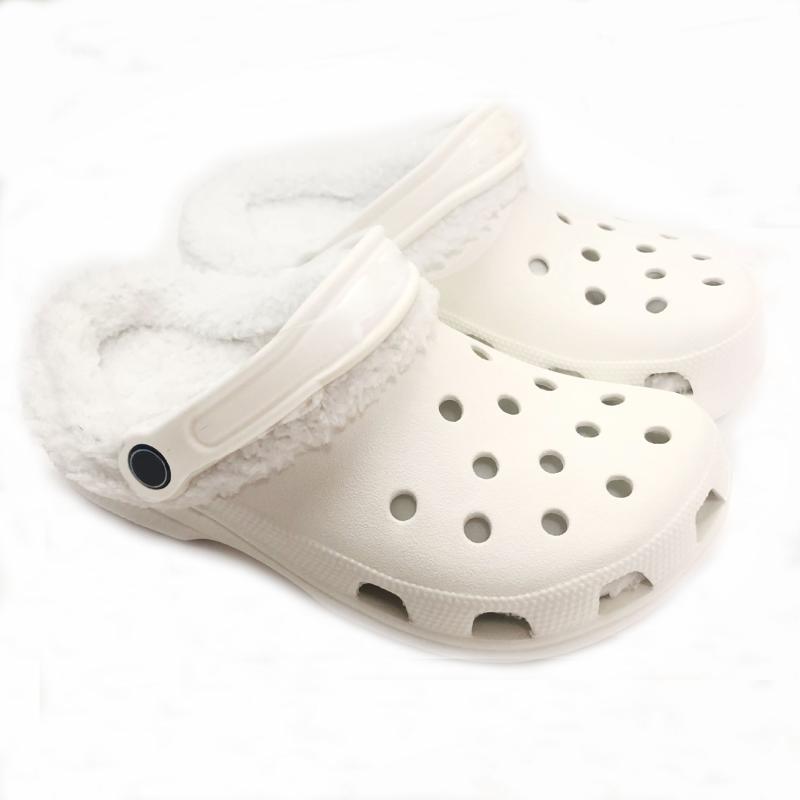 

Cro Women Slippers Slides Sandals Shoes Fashion Fluffy Indoor Outdoor Plush Couple Antiskid Warm Thick Cotton Casual Villus, Black