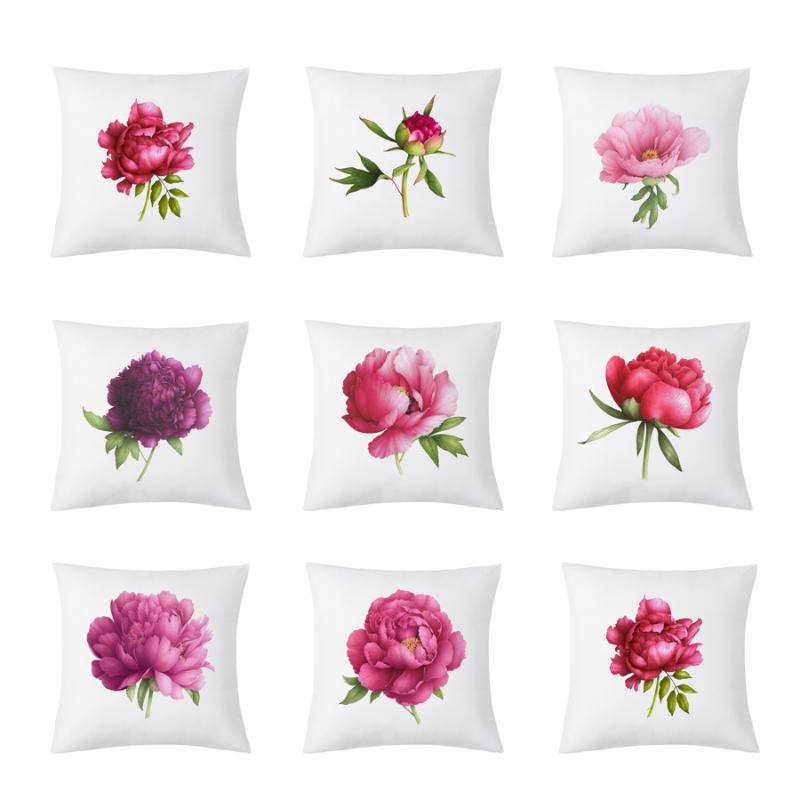 

Cushion/Decorative Pillow Rose Flower Cushion Cover Beautiful Printed Polyester Decorative Pillowcase Home Accessories Sofa Case Almohada