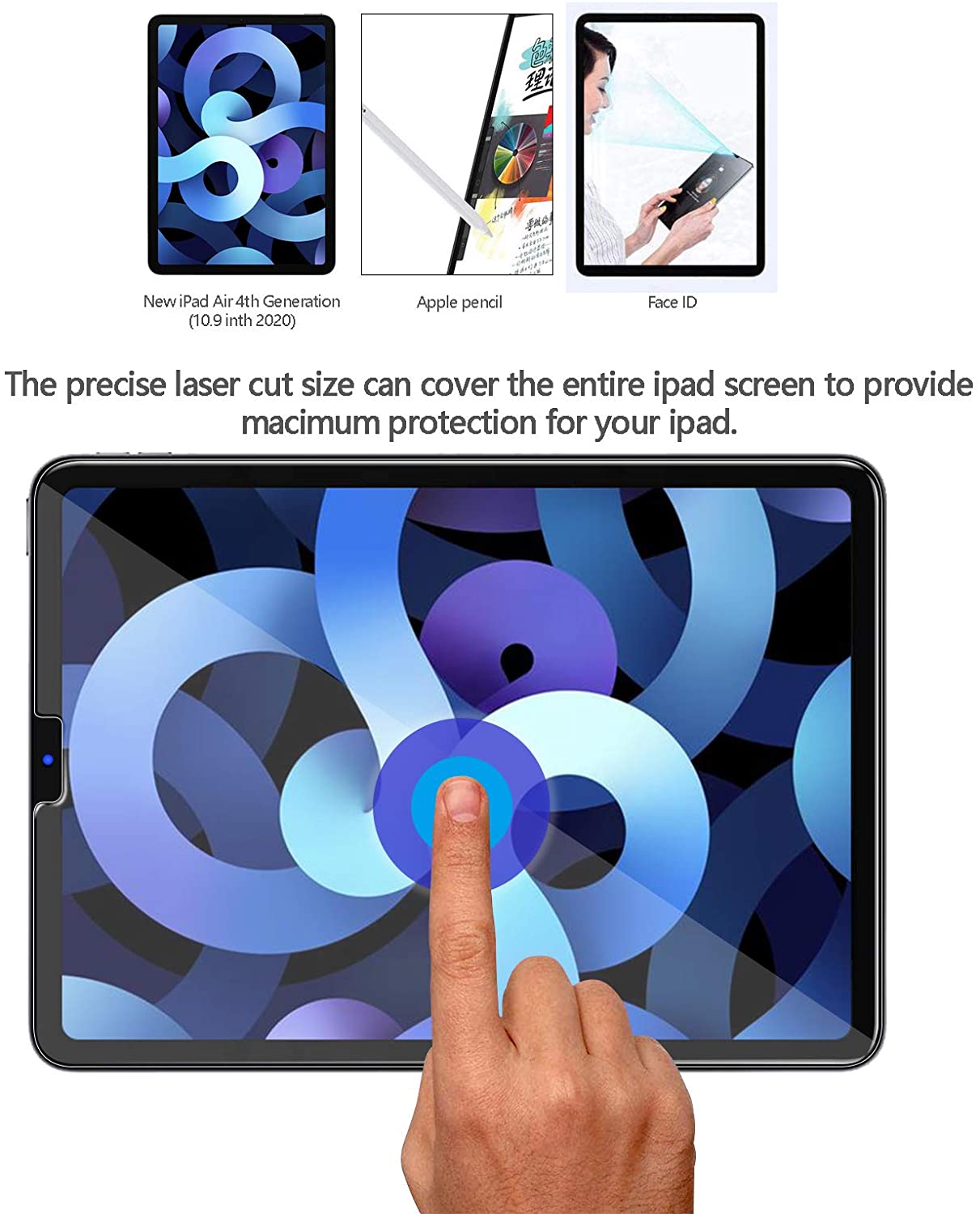 

For IPAD PRO 12.9 2020 2017 9H Hardness HD Clear Screen Protector Bubble Free Anti-Scratch Tempered Glass With Retail Package