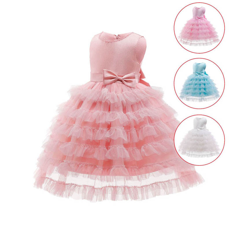

Girls Dresses 1st Birthday Dress For Baby Girl Princess Children Clothes Kids Clothing Flower Wedding Party Formal Lace Tutu Tiered Skirts B6145, Pink