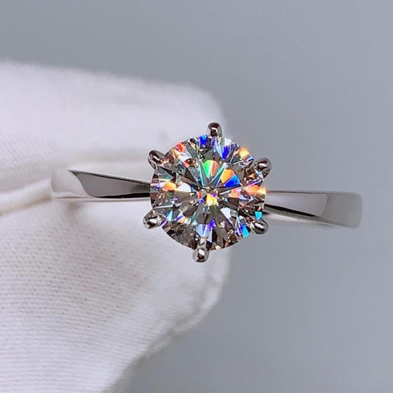 

Cluster Rings Selling Crown Classic Six-Claw Opening Adjustable Ring Imitation Moissan Diamond Wedding Women, Golden;silver