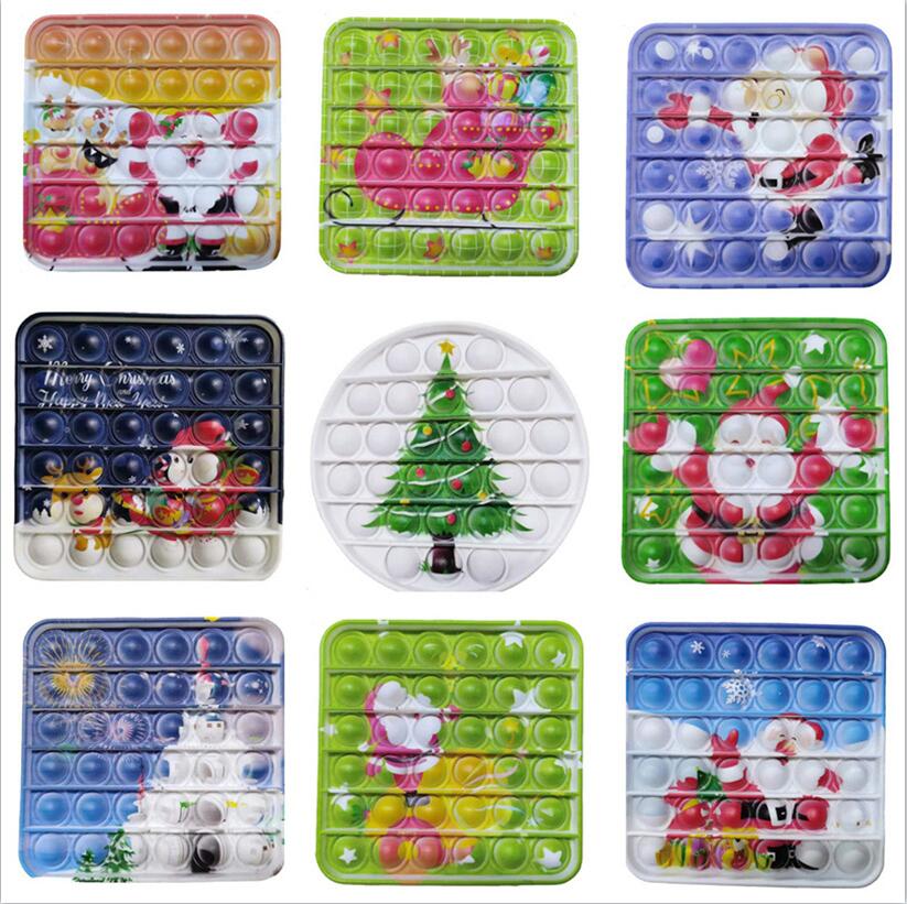 

12.3cm Christmas Finger Fidget Push Bubbles Toy for Children Xmas Elk Snowman Party Game Toys Gifts wholesale X0908B