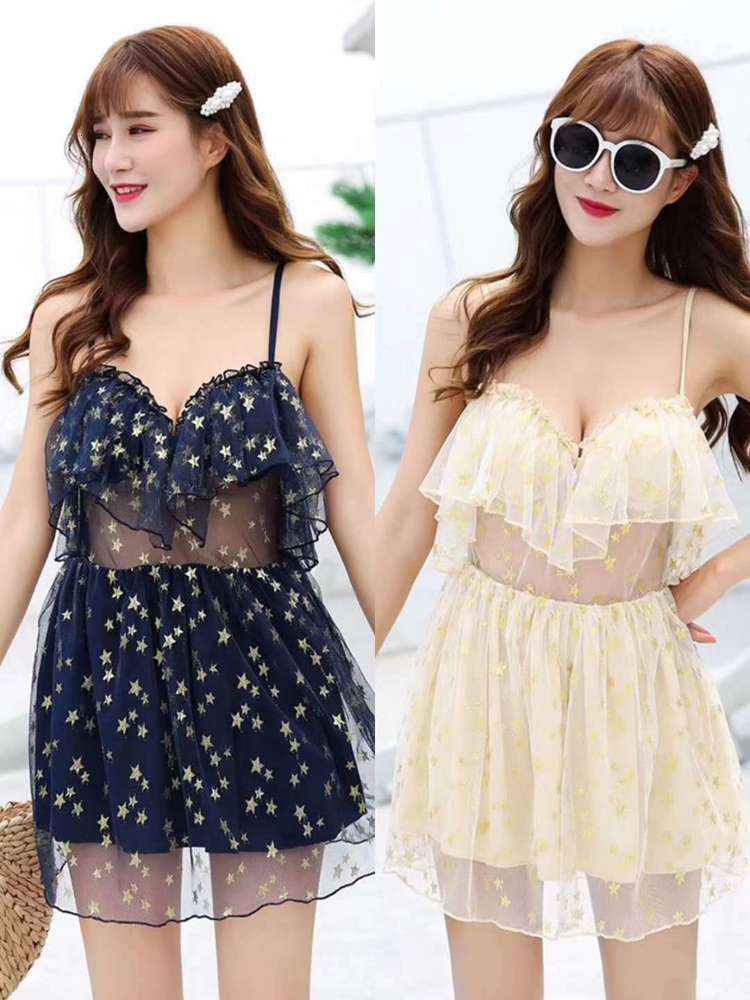 Style Steel Ring Shining Bikini Fairy One Piece Swimsuit triangl swimwear-image-692546112