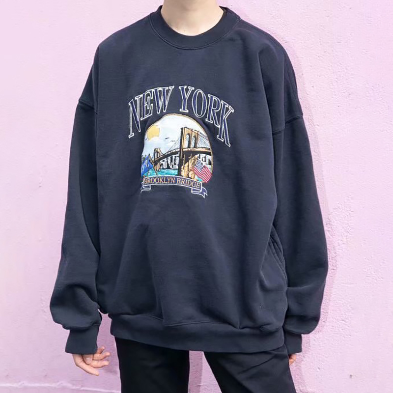 

women's hoodies & sweatshirts unuth girls cotton sweaters oversize spring-fall fashion loose ladies embroidered vintage female chic pul, Black