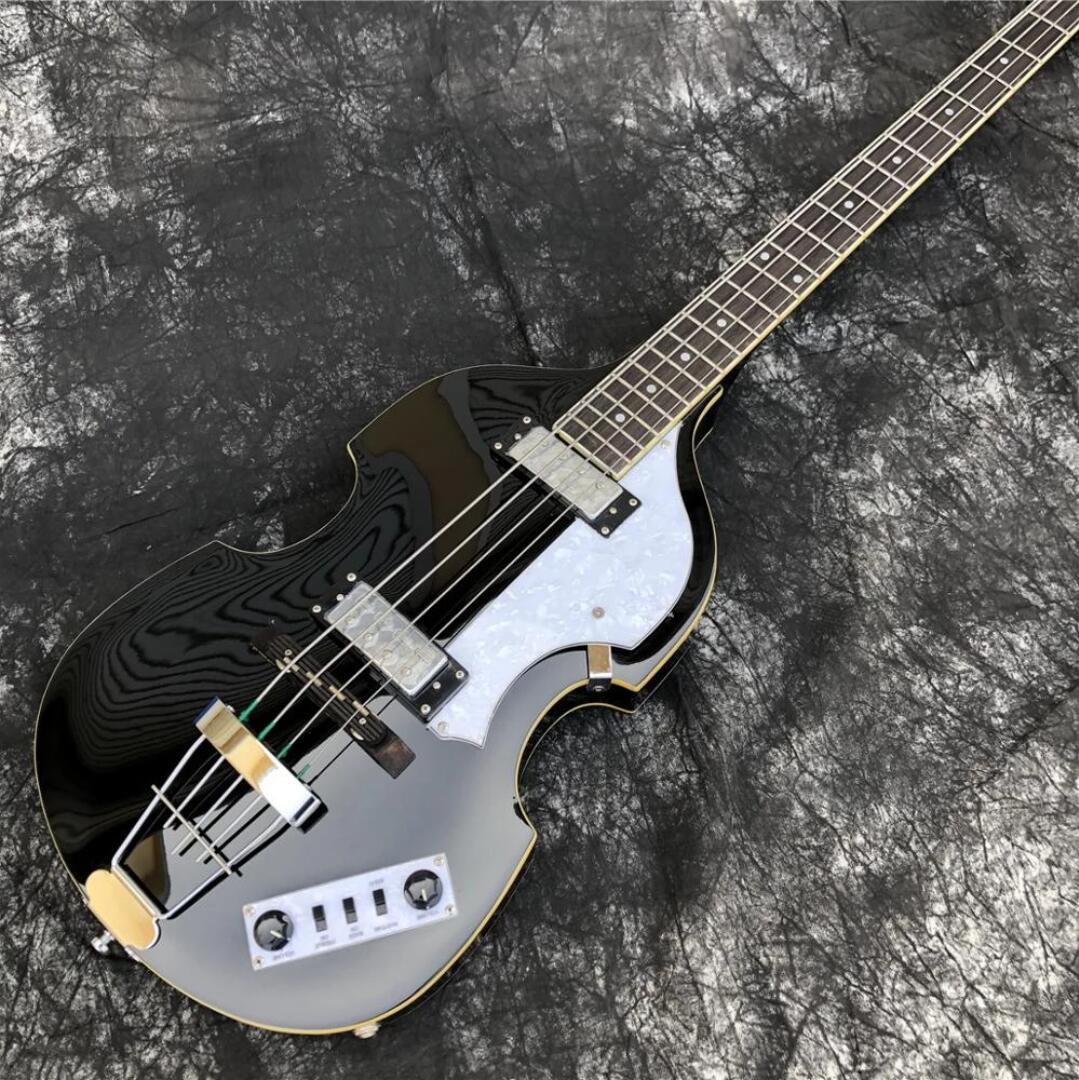 

4 Strings Hofner McCartney H500/1-CT Contemporary BB2 Violin Guitar Black Electric Bass Flame Maple Top & Back, 2 511B Staple Pickups, Pearl Control Plate