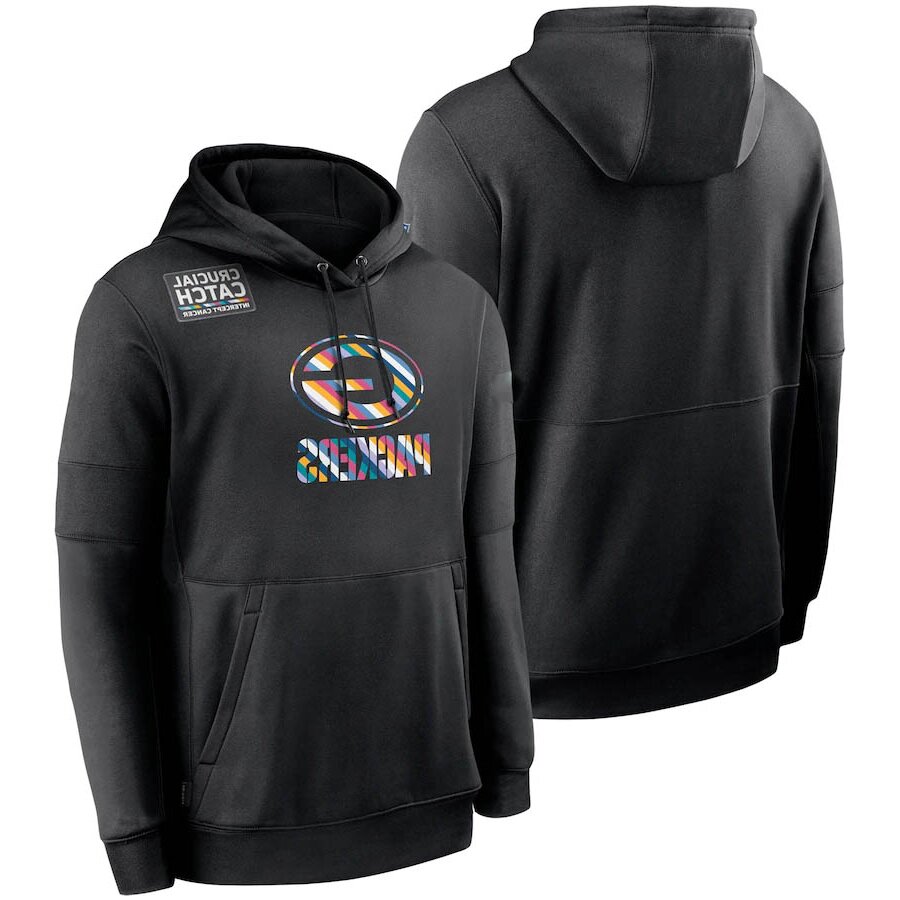 

2021 Green BayPackersMEN Black Crucial Catch Sideline Performance Pullover Hoodie