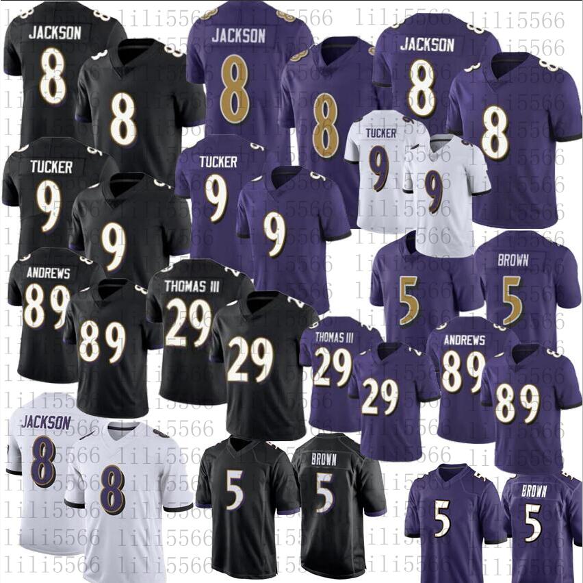 

Mens Football 8 Lamar Jackson 9 Justin Tucker stitched jerseys, Black;red