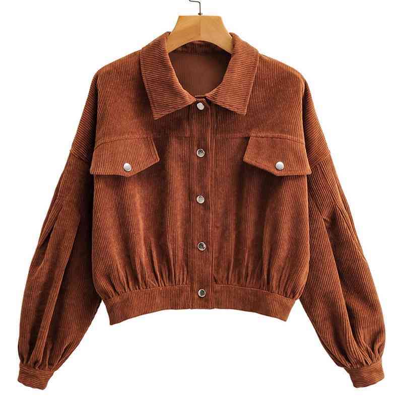 

Spring Arrival Women Long Sleeve Outerwears Turn-down Collar Coat Casual Streetwear Soft and Comfortable Size  210524, Brown