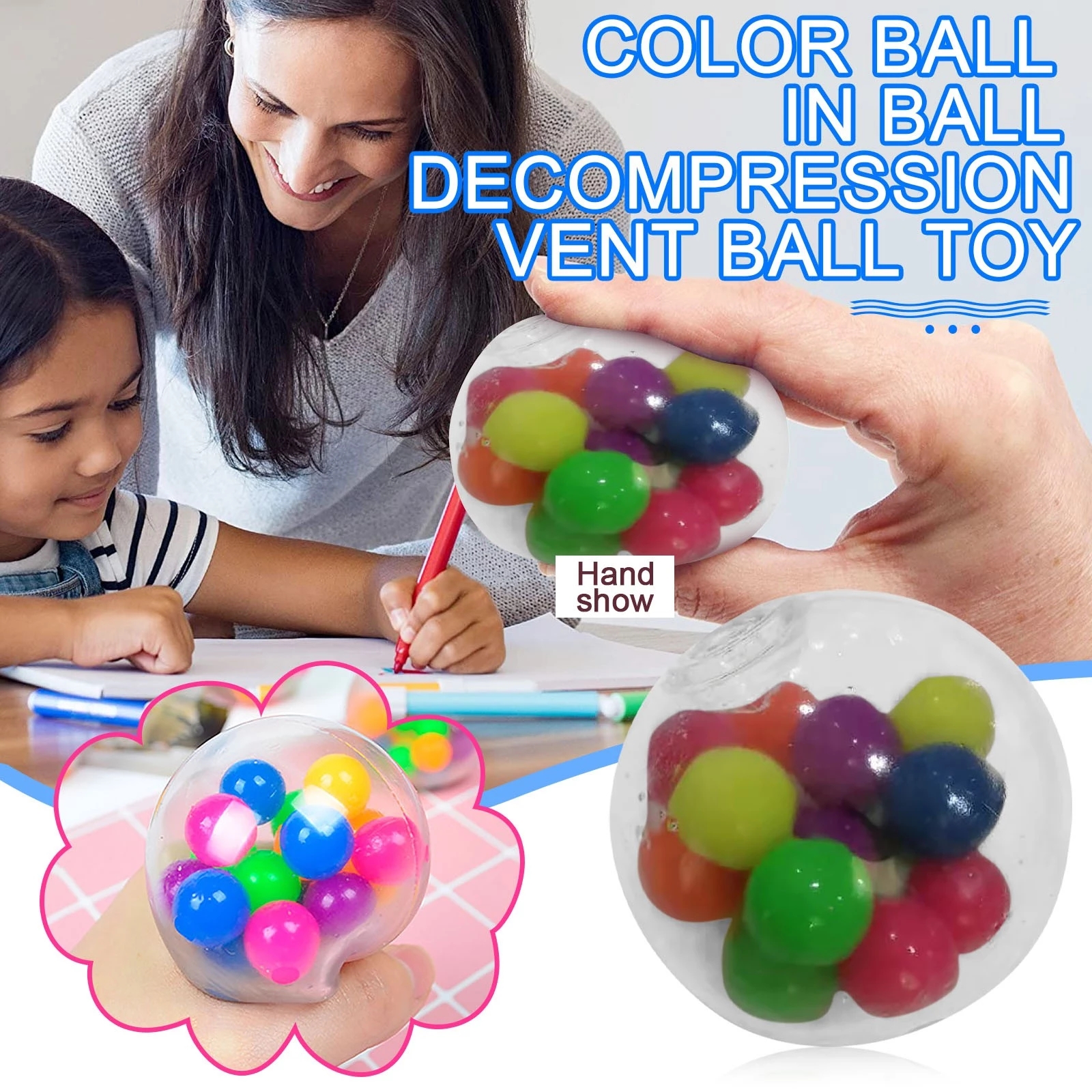 

Squeeze Ball Toy Dna Colorful Beads Relieve Hand Exercise Tool For Kids / Adults Antistress Anti Stress Figet Toys