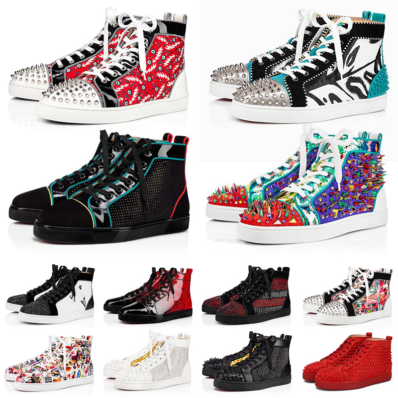 

Wholesale Red Bottom Bottoms Authentic diamonds Casual Shoes Men Studded Spikes Women Original Classic Platform sneakers Leather Suede Luxurys Designers Oxfords, B22