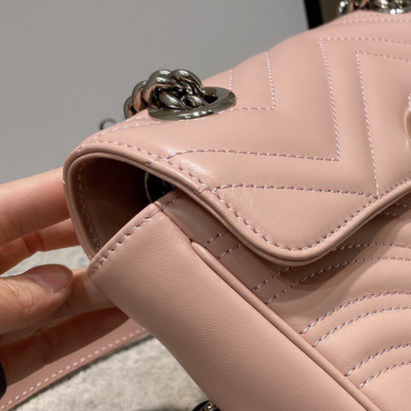 

Ladies artsy top quality small handbags marmot pink genuine real leather gold chain heart Zig Zag crossbody shoulder quilted flap bags borsa purses