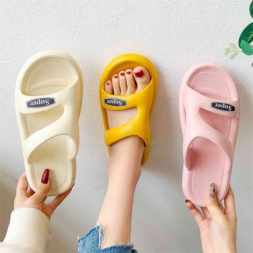 

Non-slip Women Men Summer Slippers Beach Slides Sandals Flip Flops Candy Color Thick Platfrom Sold Comfort Ladies Couples Shoes 210628, White