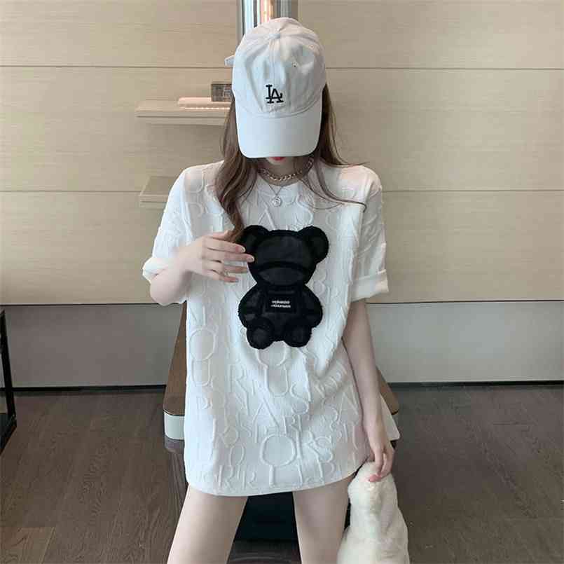 

EasyGarment Spring Summer Casual Streetwear Hip Hop Tee Oversize Loose Short Sleeve Drop Shoulder Women T Shirt 210708, 08 white