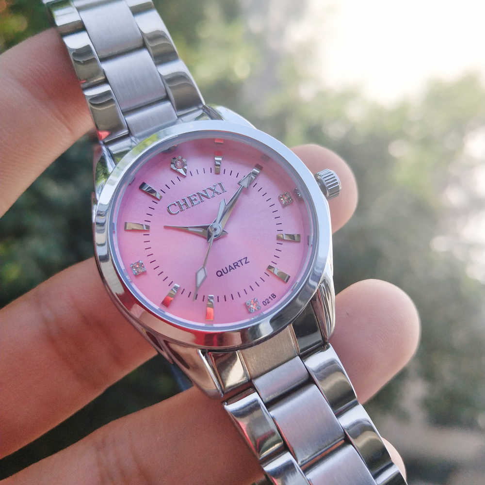 

CHENXI Women Luxury Stainless Steel Quartz Watches Lady Business Watch Dress wife gift Wristwatches Relogio Feminino 210616, Pink