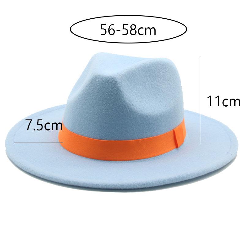 

Wide Brim Hats Women's Hat Men Fedora Belt Ribbon Band Solid Classic Formal Dress Wedding For Sombreros De Mujer