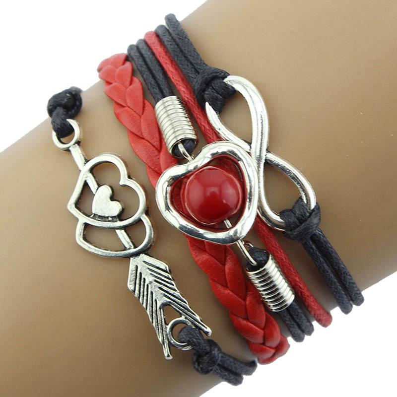 

Link, Chain Est S 1PC Infinity Love Heart Imitation Pearl Friendship Antique Leather Charm Bracelet Summer 533