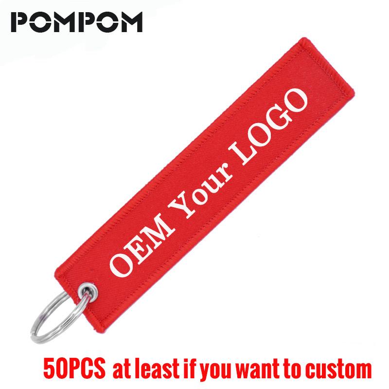 

Keychains 50pcs OEM Key Ring Keychain Llaveros Safety Label Embroidery Customize Chain For Aviation Gifts Fashion Jewelry, Silver