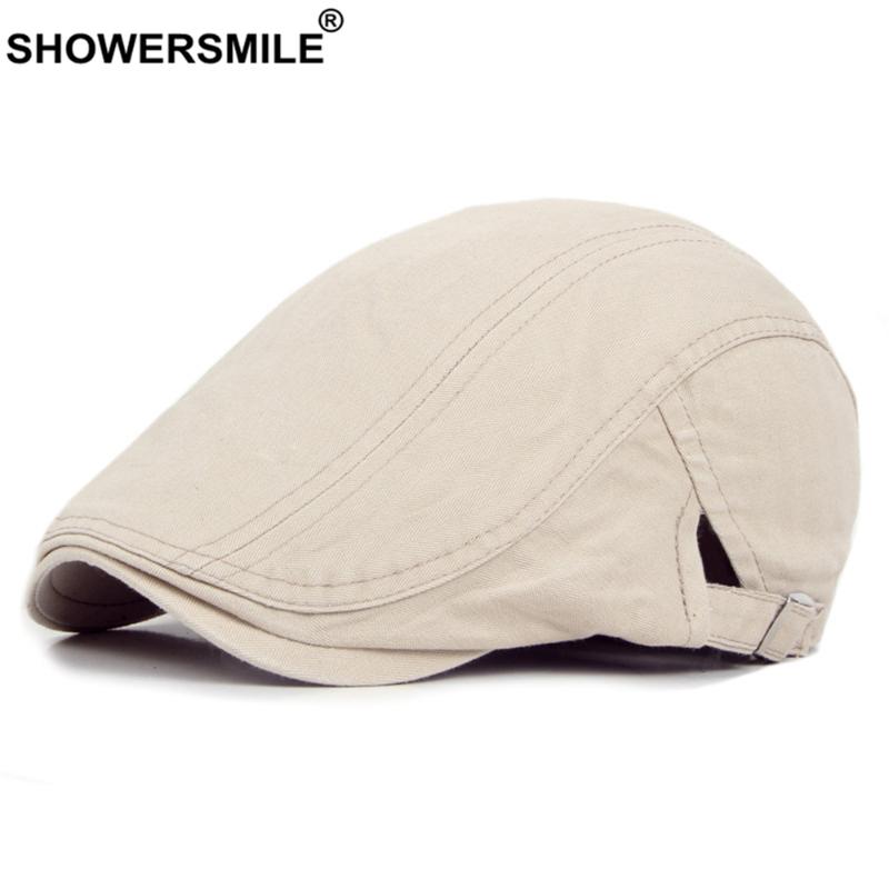 

Beige Mens Beret Cotton Cabbie Cap Men Flat Solid Sboy Spring Summer Irish Adjustable British Style Ivy Hat Berets, Blue;gray