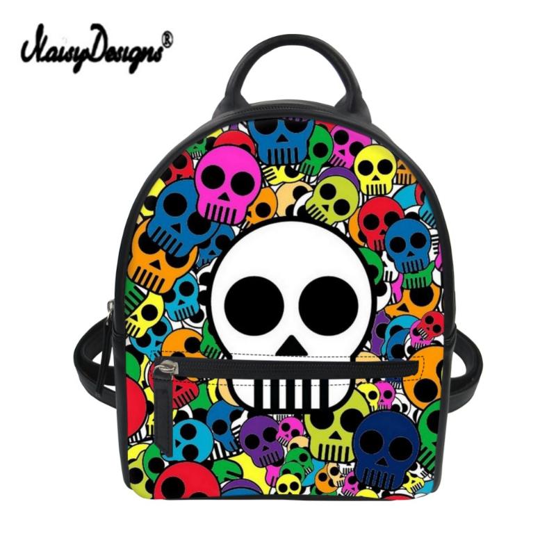 

Backpack Women PU Leather Mini Backpacks 3D Cool Skulls Rose Print Men Laptop Teenager For Boys Lady Mujer Custom Bag Gift Drop