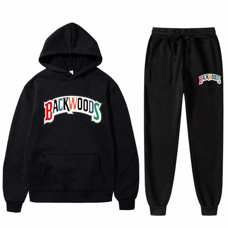 

2021 new fashion brand men and women 14 Backwoods sports suits for men and women fleece hoodie pants thick warm sports suit H0831, 15