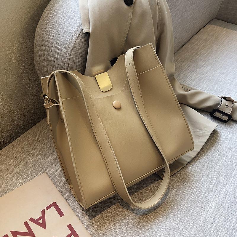 

Evening Bags Women's Bag Soft Face Lock Button Mother Fashion Versatile Large Capacity Wide Shoulder Belt Single Messenger