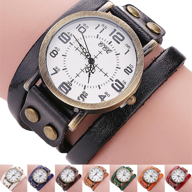

Wristwatches Ladies Watch Roman Creative Digital Dial Women Watches Retro Leather Clock Relogio Feminino, Brown