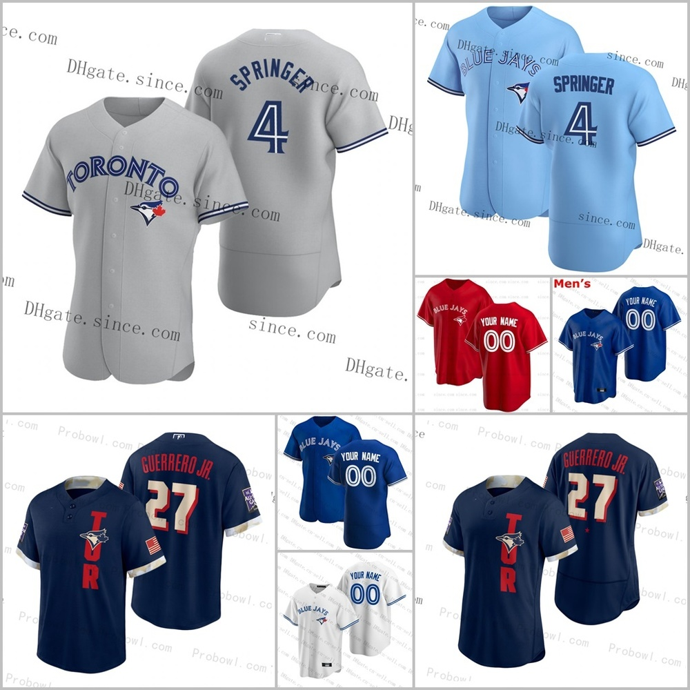 

27 Vladimir Guerrero Jr. Toronto 2021 All-Star Game Blue Jays Teoscar Hernandez Bo Bichette Marcus Semien Custom Cavan Biggio George Springer Hyun Ryu Blank Jersey, Mens 2020 cool base light blue