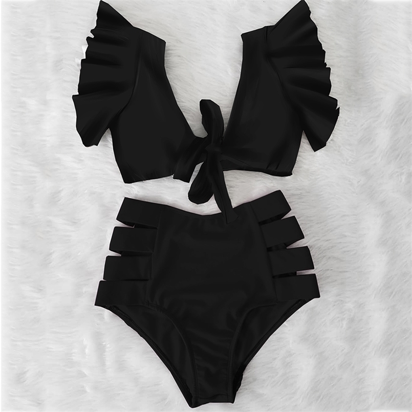 

Sexy Bikinis Double Shoulder Ruffle Bikini Set High Waist Swimwear Women Swimsuit V-Neck Bathing Suit Beach Wear Swim 210630, Na19508d1