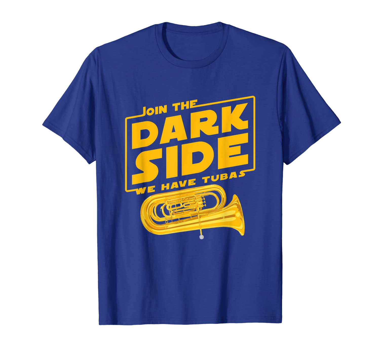 

join the dark side tuba player t-shirt, White;black