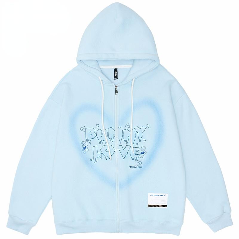 

Men's Jackets Hip Hop Streetwear Hooded Jacket 2021 Men Graffiti Heart Letter Bear Print Coat Autumn Harajuku Cotton Outwear, A52w678 white