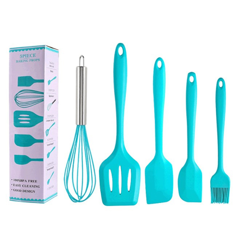 

Silicone Kitchenware Set Cake Tools 5Pcs/Set Egg Beater Barbecue Brush Scraper Leaking Spatula DIY Baking Tool 5 Colors
