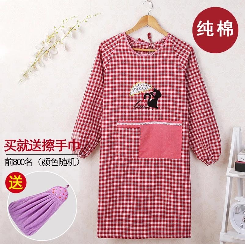 

Korean Fashion Long-sleeved Apron Cotton Kitchen Adult Female Aprons